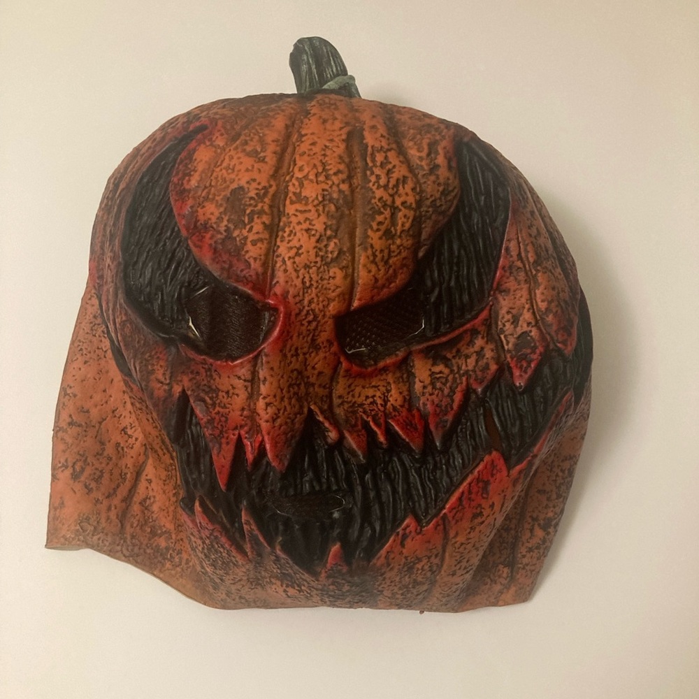 Source Unknown Spooky Orange and Black Pumpkin Mask